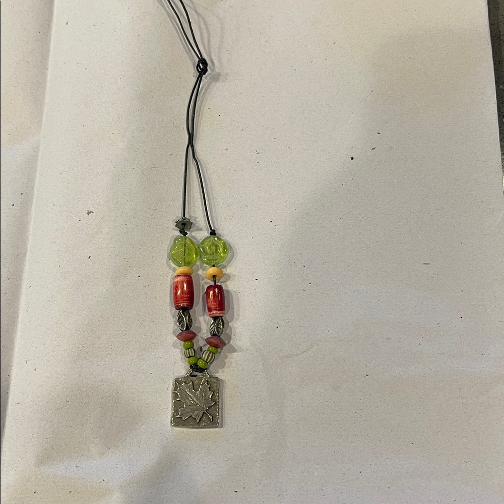 Longaberger Heritage Days Pewter and Beaded Leaf Basket Tie-On * 2004